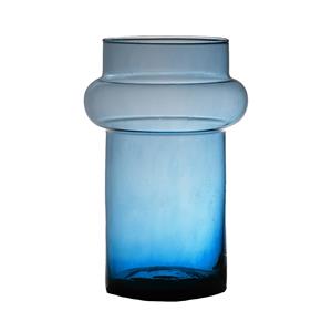 Hakbijl Glass Bloemenvaas Luna - transparant blauw - eco glas - D16 x H25 cm - cilinder vaas -