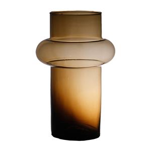 Hakbijl Glass Bloemenvaas Luna - transparant amber - eco glas - D19 x H30 cm - cilinder vaas -