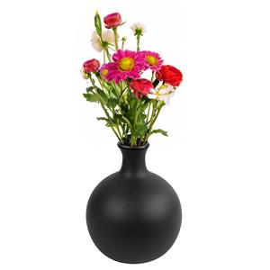 Countryfield Bloemenvaas Aileen - zwart - terracotta - D21 x H24 cm - rond - fles vaas -