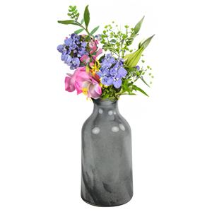 Countryfield Bloemenvaas Valetta - zwart/wit/grijs - deco glas - D16 x H29 cm -