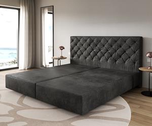 DELIFE Boxspringgestell Dream-Great Mikrofaser Anthrazit Vintage 200x200 cm
