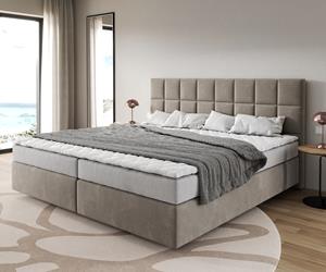 DELIFE Boxspringbett Dream-Fine Mikrofaser Beige 200x200 cm Bonell-Matratze PU-Topper