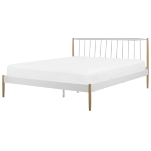 BELIANI Bed metaal wit/lichtbruin 140 x 200 cm MAURS