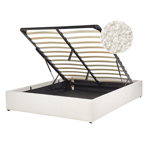 BELIANI Bed met opbergruimte bouclé wit 140 x 200 cm DINAN
