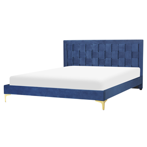 BELIANI Bed fluweel donkerblauw 160 x 200 cm LIMOUX