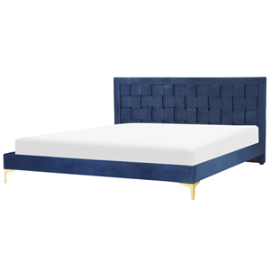 BELIANI Bed fluweel donkerblauw 180 x 200 cm LIMOUX