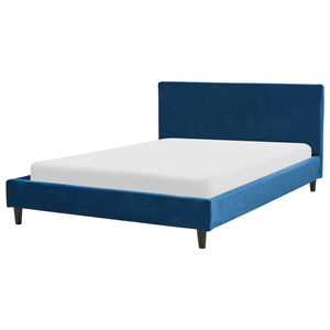 BELIANI Bed fluweel donkerblauw 140 x 200 cm FITOU