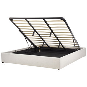 BELIANI Bed met opbergruimte stof lichtbeige 180 x 200 cm DINAN