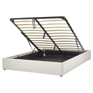BELIANI Bed met opbergruimte stof lichtbeige 160 x 200 cm DINAN