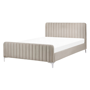 BELIANI Bed fluweel taupe 140 x 200 cm LUNAN