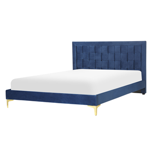 BELIANI Bed fluweel donkerblauw 140 x 200 cm LIMOUX