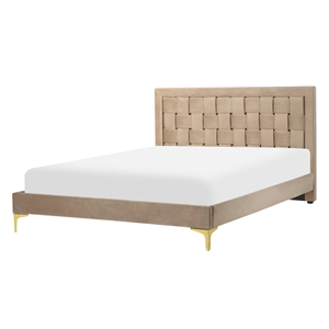 BELIANI Bed fluweel taupe 140 x 200 cm LIMOUX