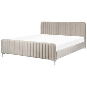 BELIANI Bed fluweel taupe 180 x 200 cm LUNAN