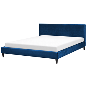 BELIANI Bed fluweel donkerblauw 180 x 200 cm FITOU