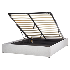 BELIANI Bed met opbergruimte stof lichtgrijs 160 x 200 cm DINAN