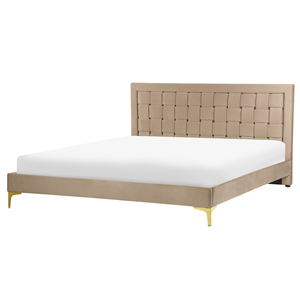 BELIANI Bed fluweel taupe 160 x 200 cm LIMOUX