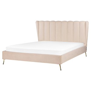 BELIANI Bed fluweel beige 160 x 200 cm MIRIBEL