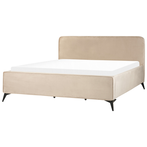 BELIANI Bed fluweel taupe 180 x 200 cm VALOGNES