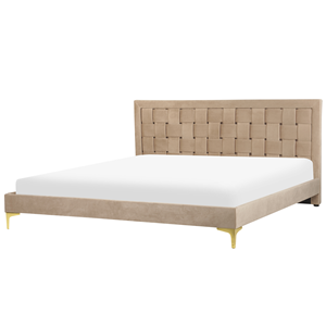 BELIANI Bed fluweel taupe 180 x 200 cm LIMOUX