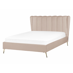 BELIANI Bed fluweel taupe 140 x 200 cm MIRIBEL