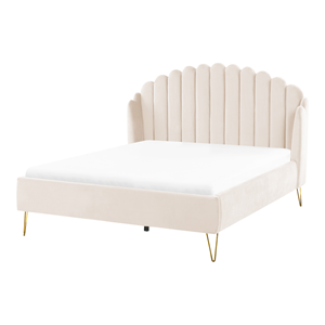 BELIANI Bed fluweel beige 140 x 200 cm AMBILLOU