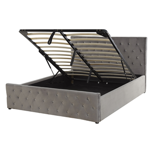 BELIANI Tweepersoonsbed met opbergruimte fluweel grijs 140 x 200 cm AMIENS
