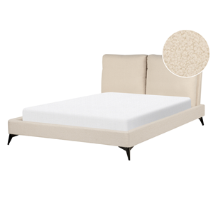 BELIANI Bed bouclé beige 140 x 200 cm MELLE