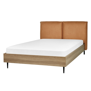 BELIANI Bed kunstleer goudbruin 140 x 200 cm LIMANTON