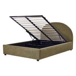 BELIANI Bed met opbergruimte bouclé olijfgroen 140 x 200 cm VAUCLUSE