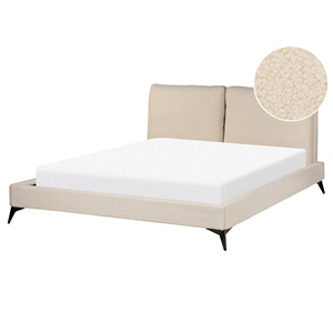 BELIANI Bed bouclé beige 160 x 200 cm MELLE