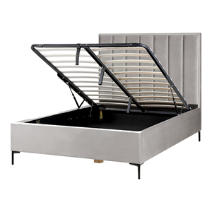 BELIANI Bed met opbergruimte fluweel grijs 140 x 200 cm SEZANNE