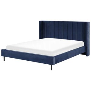 BELIANI Bed fluweel blauw 180 x 200 cm VILETTE