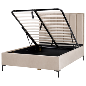 BELIANI Bed met opbergruimte fluweel taupe 140 x 200 cm SEZANNE