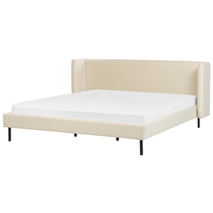 BELIANI Bed fluweel beige 180 x 200 cm ARETTE