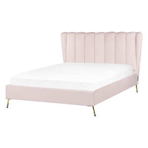 BELIANI Bed fluweel roze 140 x 200 cm MIRIBEL