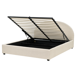 BELIANI Bed met opbergruimte stof beige 160 x 200 cm VAUCLUSE