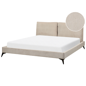 BELIANI Bed corduroy taupe 180 x 200 cm MELLE