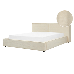 BELIANI Bed corduroy beige 160 x 200 cm LINARDS