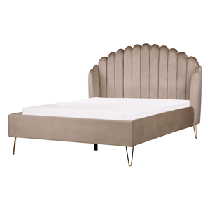 BELIANI Bed fluweel taupe 140 x 200 cm AMBILLOU