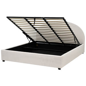 BELIANI Bed met opbergruimte stof lichtbeige 180 x 200 cm VAUCLUSE
