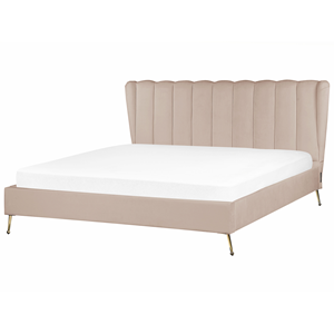 BELIANI Bed fluweel taupe 180 x 200 cm MIRIBEL