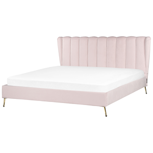 BELIANI Bed fluweel roze 180 x 200 cm MIRIBEL