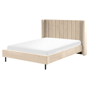 BELIANI Bed fluweel beige 140 x 200 VILLETTE