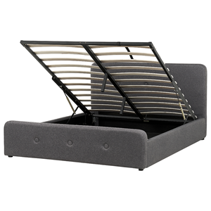 BELIANI Bed met opbergruimte stof grijs 160 x 200 cm RENNES II