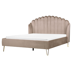 BELIANI Bed fluweel taupe 160 x 200 cm AMBILLOU