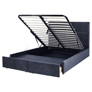 BELIANI Bed met opbergruimte fluweel zwart 160 x 200 cm VERNOYES