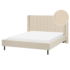 BELIANI Bed bouclé beige 160 x 200 cm VILLETTE
