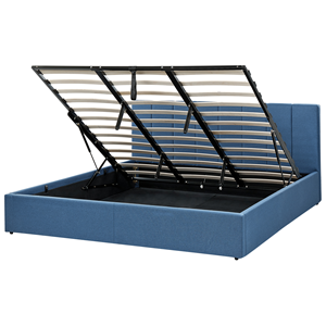BELIANI Bed met opbergruimte stof blauw 180 x 200 cm DREUX