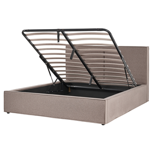 BELIANI Bed met opbergruimte stof taupe 160 x 200 cm MOISSAC