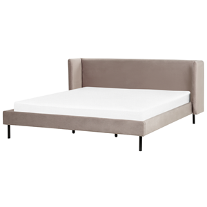 BELIANI Bed fluweel taupe 180 x 200 cm ARETTE